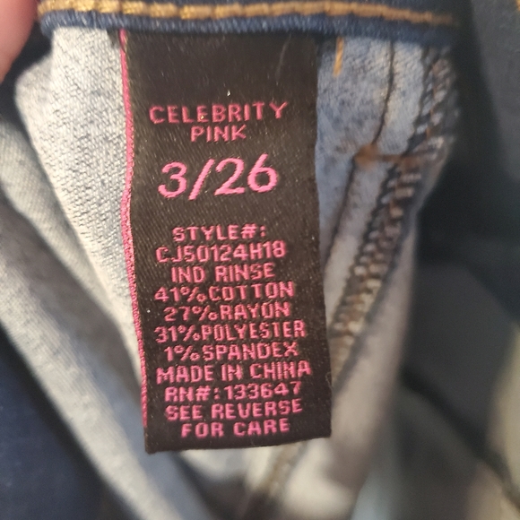 Celebrity Pink Denim Mini Skirt Dark Wash Full Button Front Jean Skater Skirt 26 - Picture 4 of 4